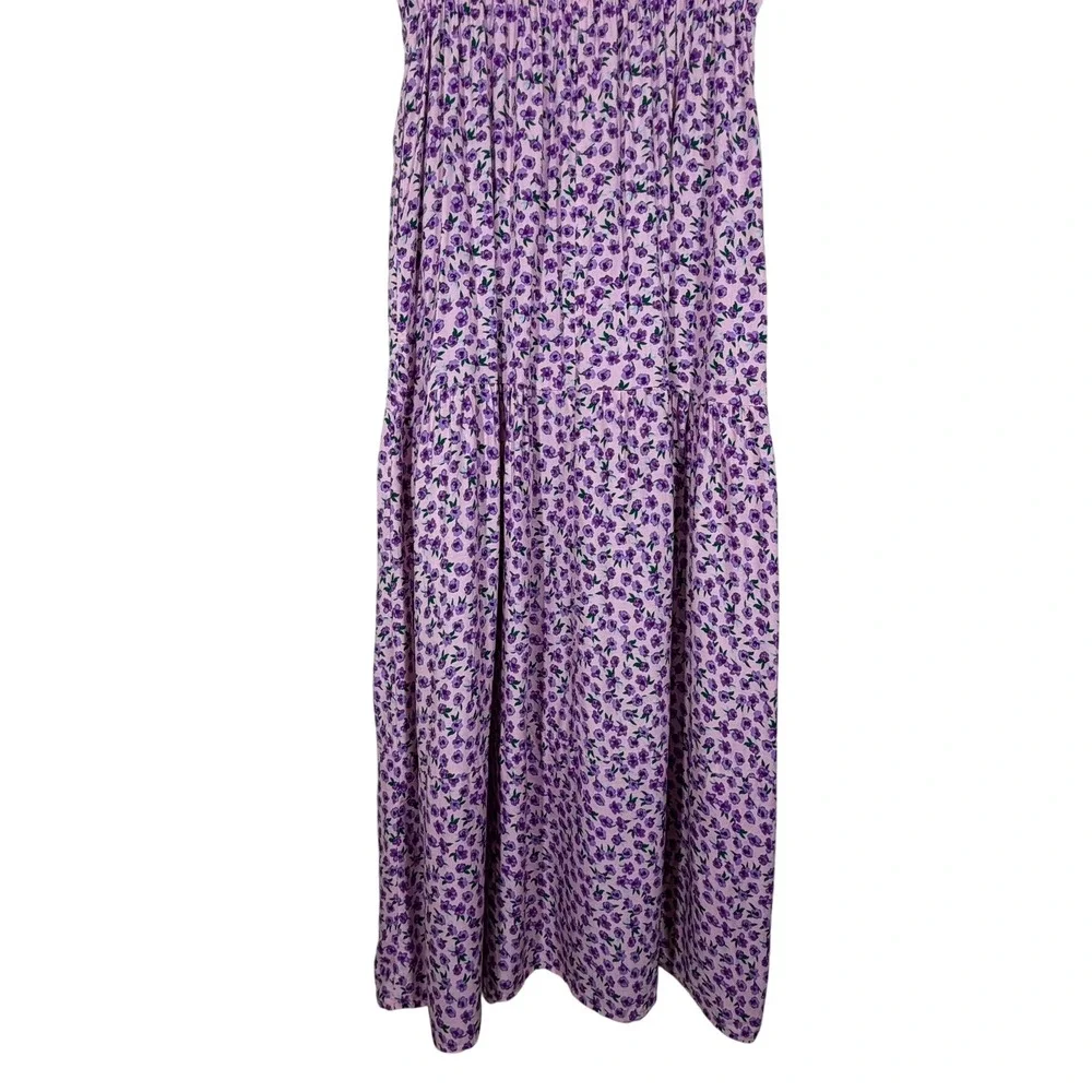 Manydress Womens Floral Maxi Dress Medium Pink Purple Tiered Boho Cottagecore